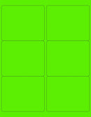 8-1/2" x 11" Fluorescent Green Labels, 6 Labels per Sheet, 4" x 3-1/3"