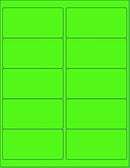 8-1/2" x 11" Fluorescent Green Labels, 10 Labels per Sheet, 4" x 2"