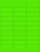 8-1/2" x 11" Fluorescent Green Labels, 30 Labels per Sheet, 1" x 2-5/8"