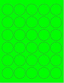 8-1/2" x 11" Fluorescent Green Labels, 20 Labels per Sheet, 2" Round
