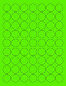 8-1/2" x 11" Fluorescent Green Labels, 63 Labels per Sheet, 1" Round
