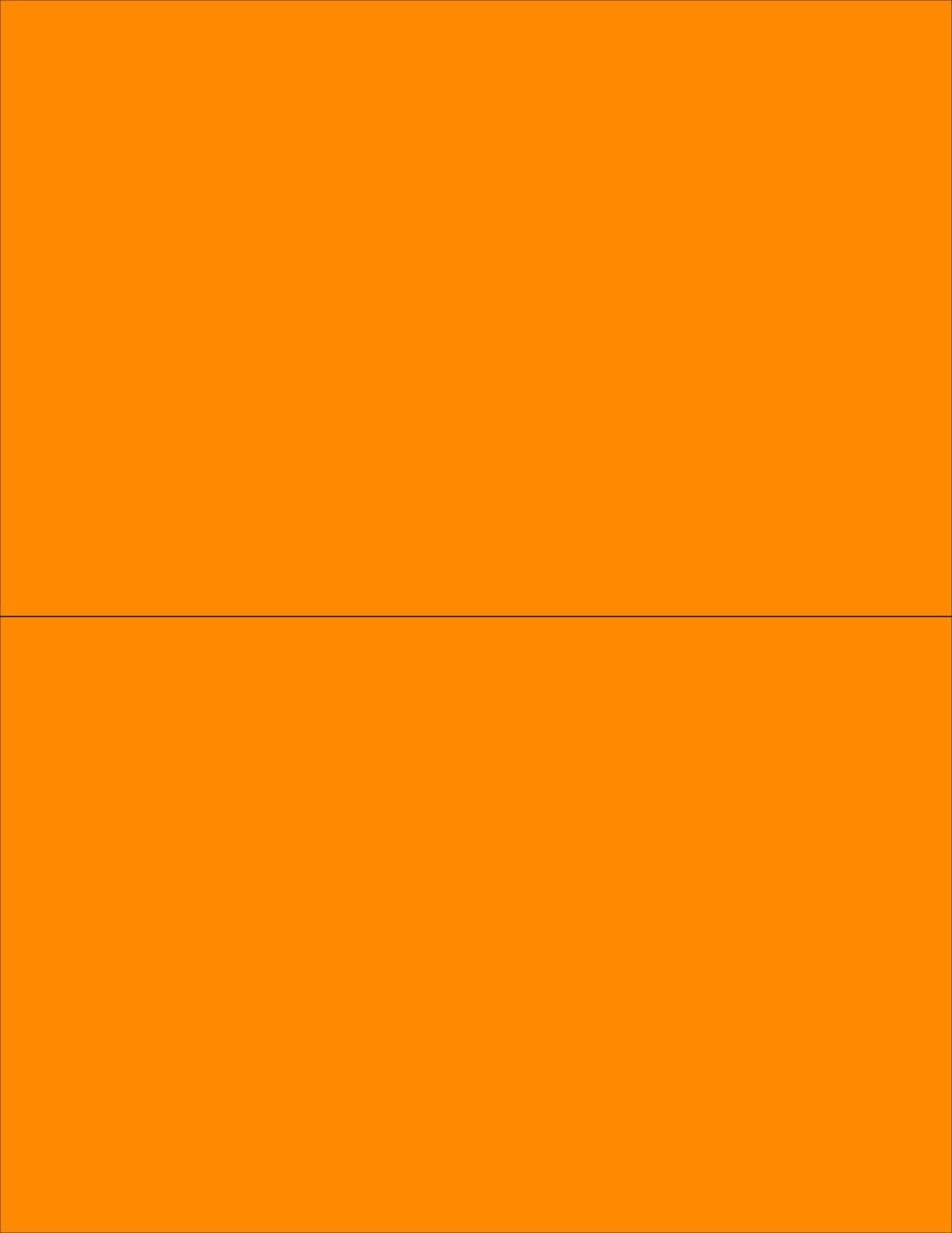8-1/2" x 11" Fluorescent Orange Labels, 2 Labels per Sheet, 8-1/2" x 5-1/2"