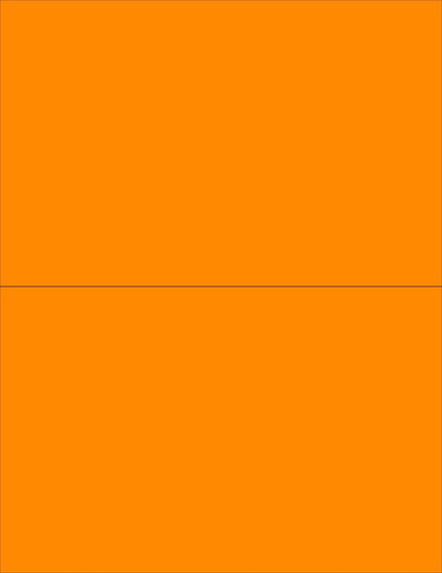 8-1/2" x 11" Fluorescent Orange Labels, 2 Labels per Sheet, 8-1/2" x 5-1/2"