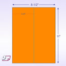 8-1/2" x 11" Fluorescent Orange Labels, 2 Labels per Sheet, 4-1/4" x 11"