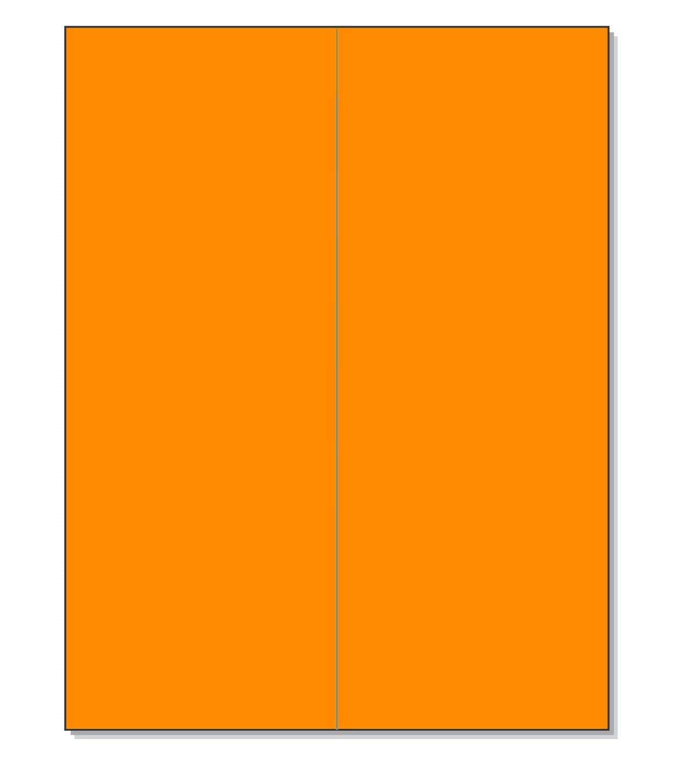 8-1/2" x 11" Fluorescent Orange Labels, 2 Labels per Sheet, 4-1/4" x 11"