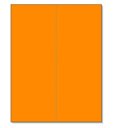 8-1/2" x 11" Fluorescent Orange Labels, 2 Labels per Sheet, 4-1/4" x 11"