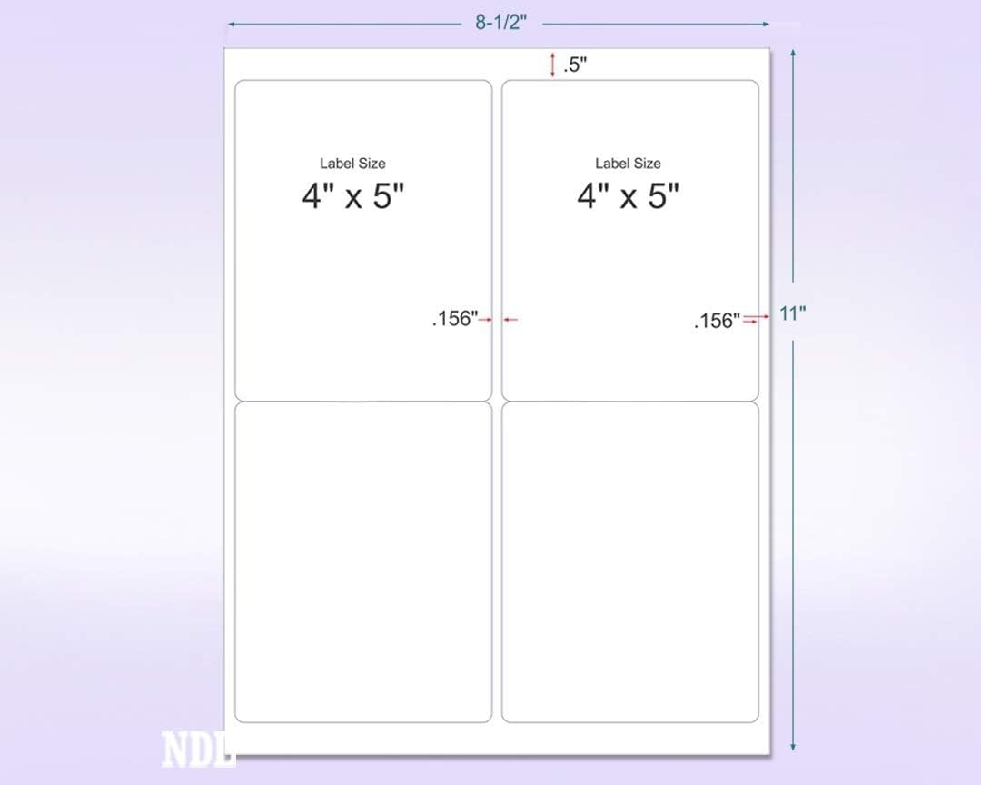 8-1/2" x 11" Fluorescent Blue Labels, 4 Labels per Sheet, 4" x 5"