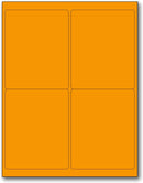 8-1/2" x 11" Fluorescent Orange Labels, 4 Labels per Sheet, 4" x 5"