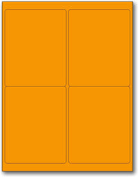 8-1/2" x 11" Fluorescent Orange Labels, 4 Labels per Sheet, 4" x 5"
