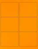 8-1/2" x 11" Fluorescent Orange Labels, 6 Labels per Sheet, 4" x 3-1/3"