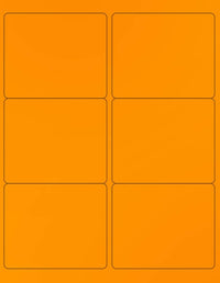 8-1/2" x 11" Fluorescent Orange Labels, 6 Labels per Sheet, 4" x 3-1/3"