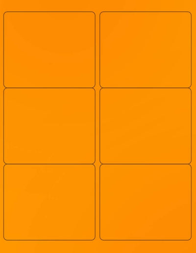 8-1/2" x 11" Fluorescent Orange Labels, 6 Labels per Sheet, 4" x 3-1/3"