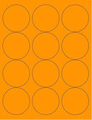 8-1/2" x 11" Fluorescent Orange Labels, 12 Labels per Sheet, 2.5" Round