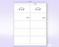 8-1/2" x 11" Fluorescent Orange Labels, 10 Labels per Sheet, 4" x 2"