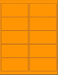 8-1/2" x 11" Fluorescent Orange Labels, 10 Labels per Sheet, 4" x 2"