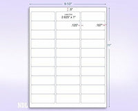 8-1/2" x 11" Fluorescent Orange Labels, 30 Labels per Sheet, 1" x 2-5/8"