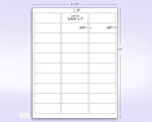 8-1/2" x 11" Fluorescent Orange Labels, 30 Labels per Sheet, 1" x 2-5/8"