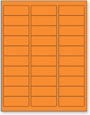 8-1/2" x 11" Fluorescent Orange Labels, 30 Labels per Sheet, 1" x 2-5/8"