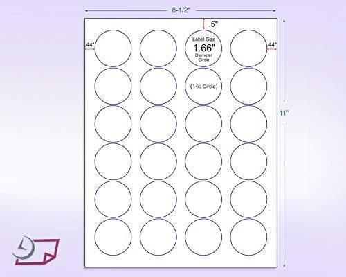 8-1/2" x 11" Fluorescent Pink Labels, 24 Labels per Sheet, 1.66" Round