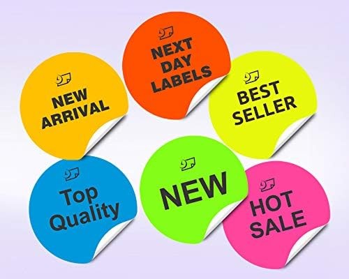 8-1/2" x 11" Fluorescent Yellow Labels, 63 Labels per Sheet, 1" Round