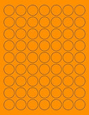8-1/2" x 11" Fluorescent Orange Labels, 63 Labels per Sheet, 1" Round