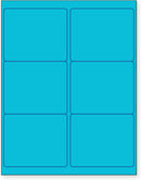 8-1/2" x 11" Fluorescent Blue Labels, 6 Labels per Sheet, 4" x 3-1/3"