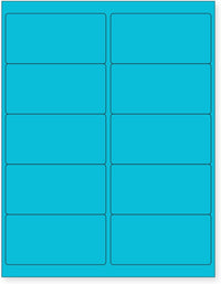 8-1/2" x 11" Fluorescent Blue Labels, 10 Labels per Sheet, 4" x 2"