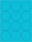 8-1/2" x 11" Fluorescent Blue Labels, 12 Labels per Sheet, 2.5" Round