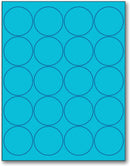 8-1/2" x 11" Fluorescent Blue Labels, 20 Labels per Sheet, 2" Round