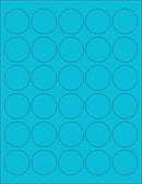 8-1/2" x 11" Fluorescent Blue Labels, 30 Labels per Sheet, 1.5" Round