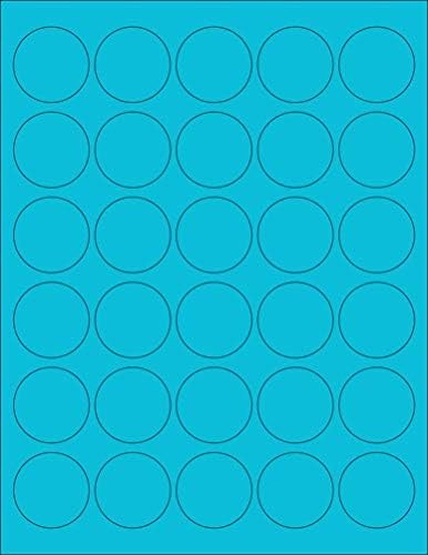 8-1/2" x 11" Fluorescent Blue Labels, 30 Labels per Sheet, 1.5" Round