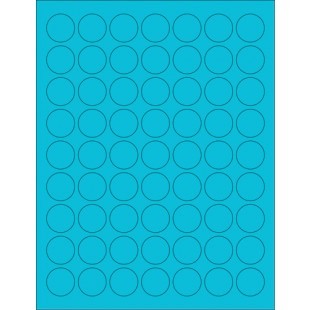 8-1/2" x 11" Fluorescent Blue Labels, 63 Labels per Sheet, 1" Round