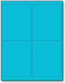 8-1/2" x 11" Fluorescent Blue Labels, 4 Labels per Sheet, 4" x 5"
