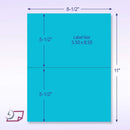 8-1/2" x 11" Fluorescent Blue Labels, 2 Labels per Sheet, 8-1/2" x 5-1/2"