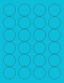 8-1/2" x 11" Fluorescent Blue Labels, 24 Labels per Sheet, 1.66" Round