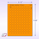8-1/2" x 11" Fluorescent Orange Labels, 108 Labels per Sheet, 3/4" Round