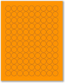 8-1/2" x 11" Fluorescent Orange Labels, 108 Labels per Sheet, 3/4" Round