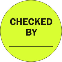2" Inventory Stickers, 500 Permanent Yellow “Checked by” Labels, 3" Core