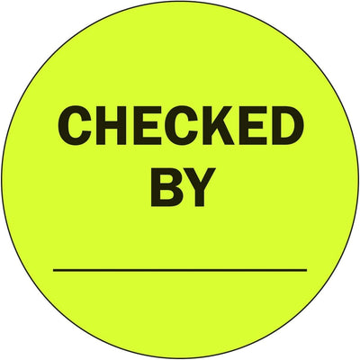 2" Inventory Stickers, 500 Permanent Yellow “Checked by” Labels, 3" Core