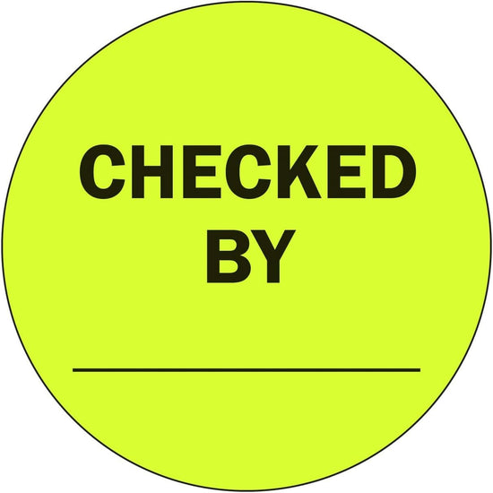 2" Inventory Stickers, 500 Permanent Yellow “Checked by” Labels, 3" Core