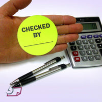 2" Inventory Stickers, 500 Permanent Yellow “Checked by” Labels, 3" Core