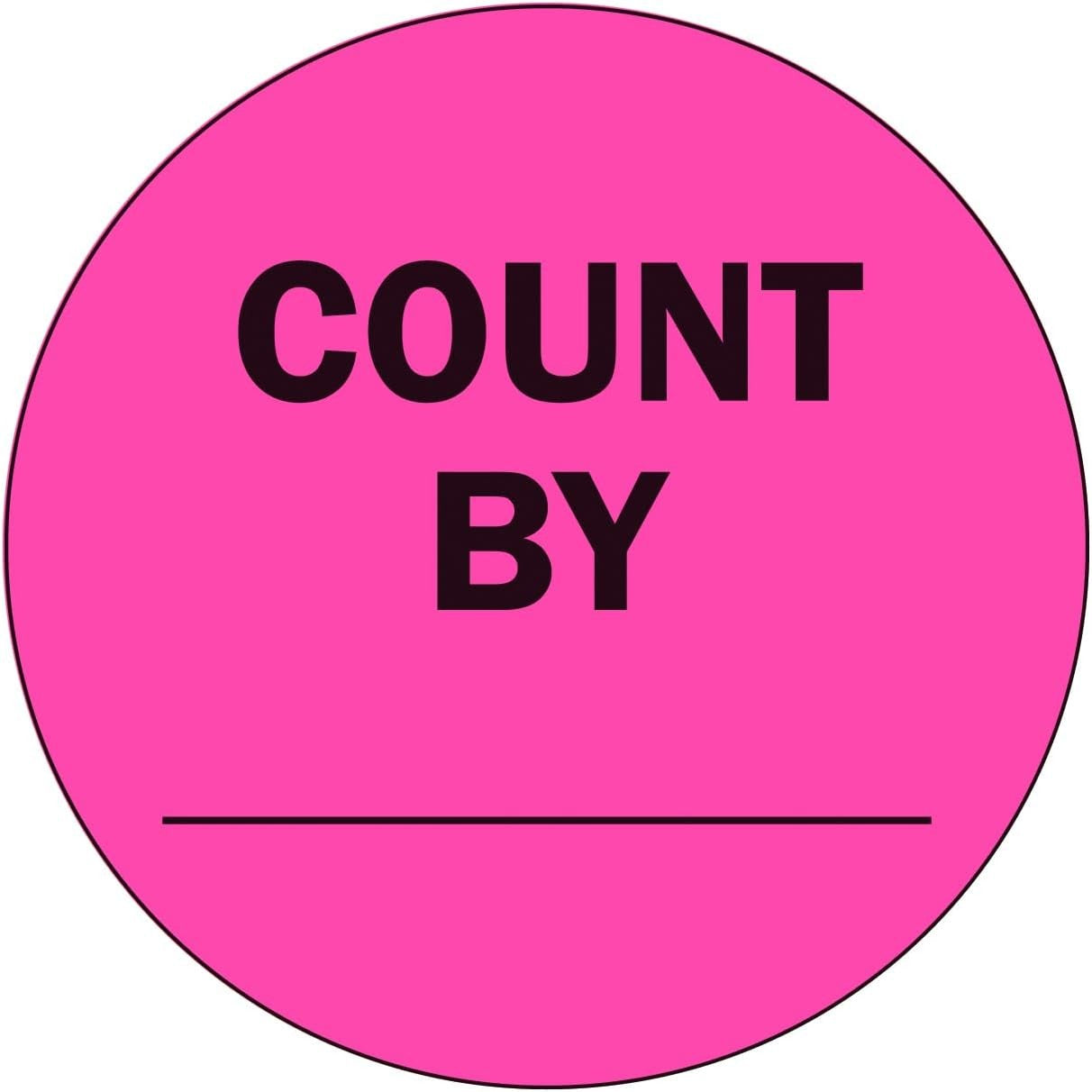 2" Inventory Stickers, 500 Permanent Pink “Count By” Labels, 3" Core