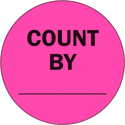 2" Inventory Stickers, 500 Permanent Pink “Count By” Labels, 3" Core