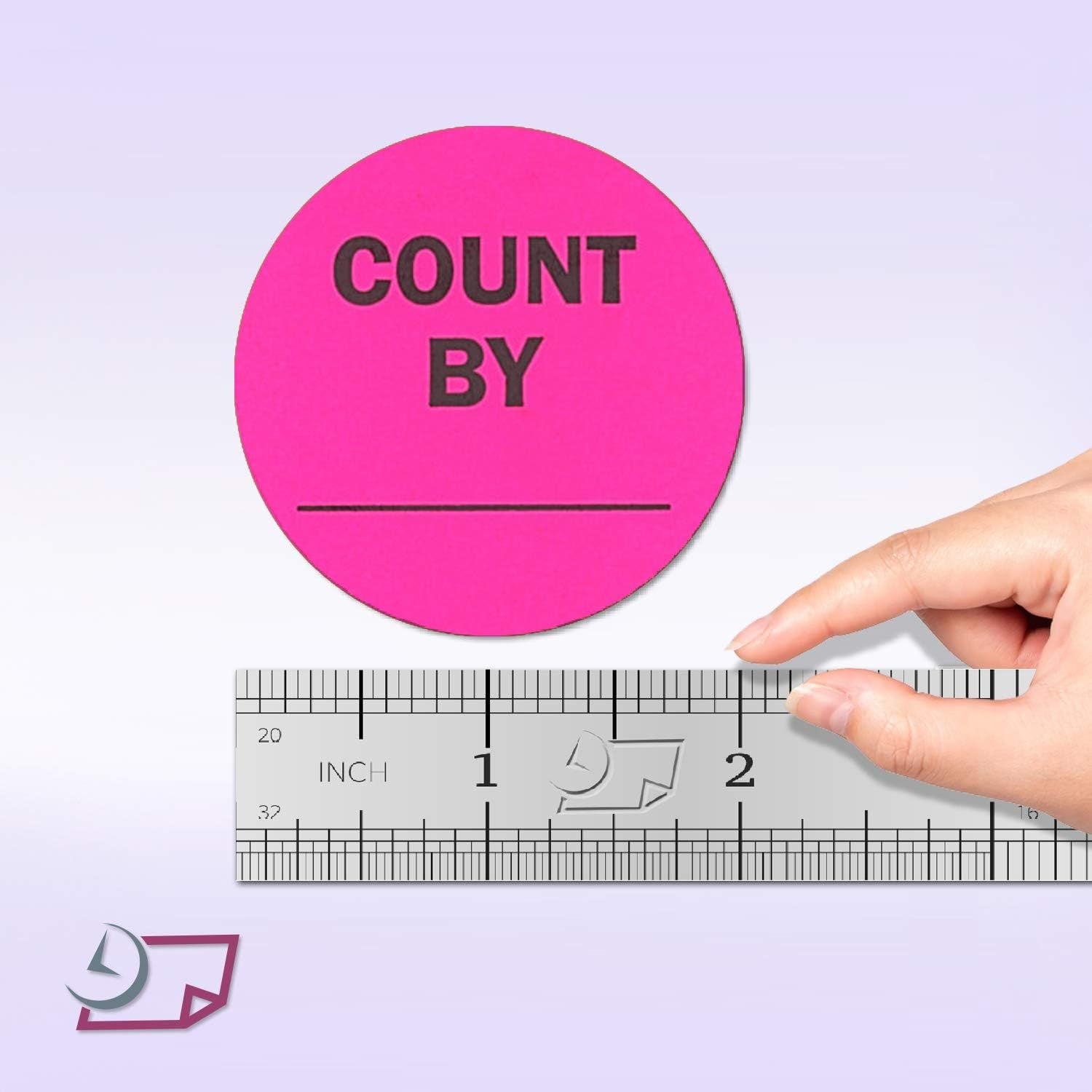 2" Inventory Stickers, 500 Permanent Pink “Count By” Labels, 3" Core