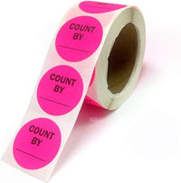 2" Inventory Stickers, 500 Permanent Pink “Count By” Labels, 3" Core