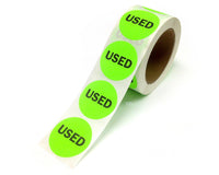 2" Inventory Stickers, 500 Permanent Green “Used” Labels, 3" Core