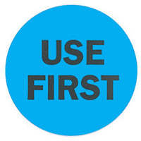 2" Inventory Stickers, 500 Permanent Blue “Use First” Labels, 3" Core