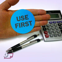 2" Inventory Stickers, 500 Permanent Blue “Use First” Labels, 3" Core