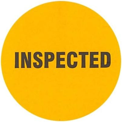 2" Inventory Stickers, 500 Permanent Orange “Inspected” Labels, 3" Core