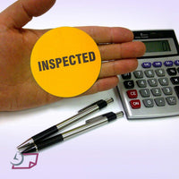 2" Inventory Stickers, 500 Permanent Orange “Inspected” Labels, 3" Core